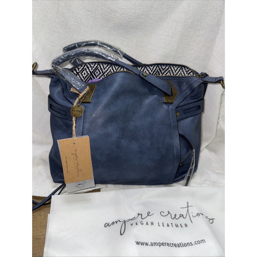 Ali Satchel Handbag Vegan Leather Blue‎ Women's NWT tote